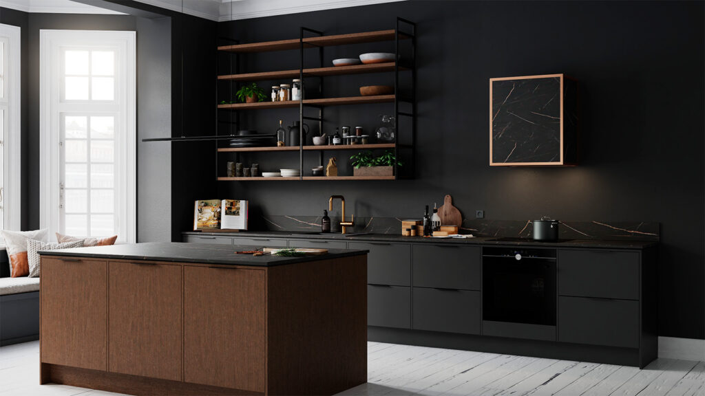 RørosHetta Frame Sense med Dekton-plater og kobber ramme