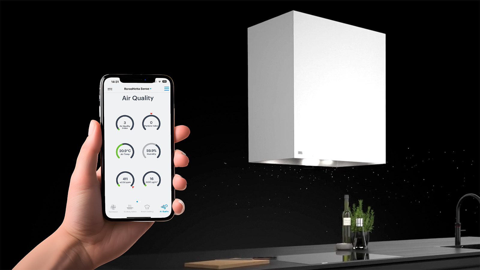 RørosHetta Sense appen måler luftkvalitet og partikler